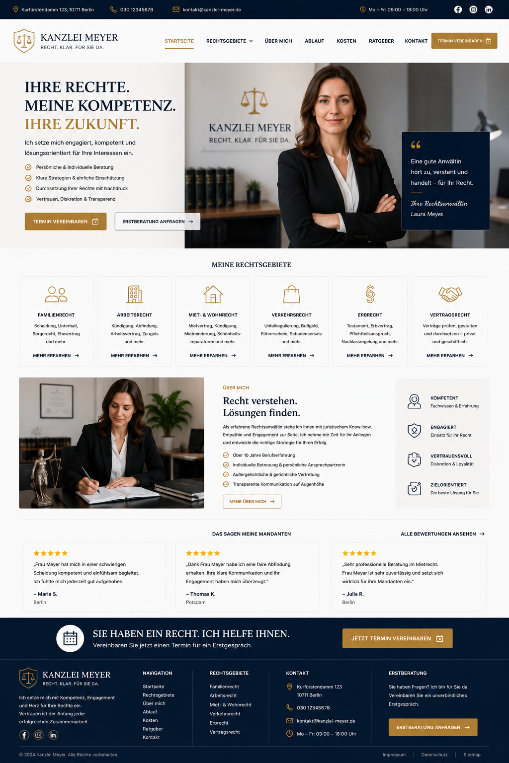 Kanzlei Meyer Webseiten-Mockup in voller Größe