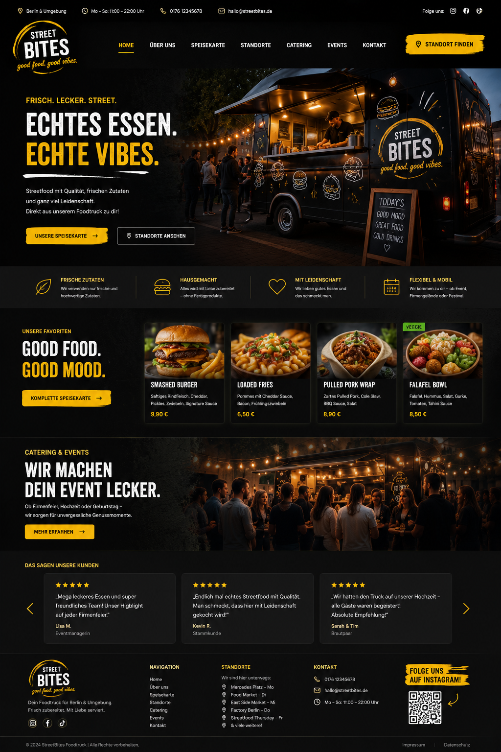 Street Bites Webseiten-Mockup in voller Größe
