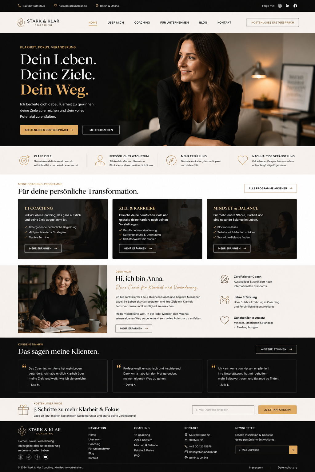 Stark & Klar Webseiten-Mockup in voller Größe
