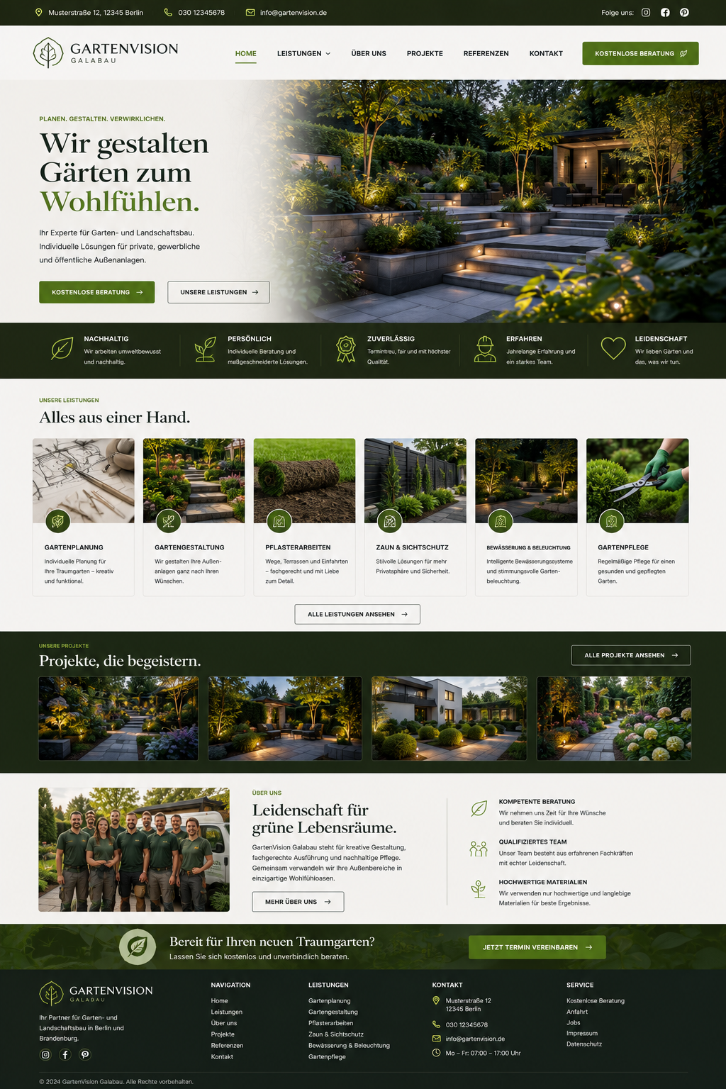 GartenVision Webseiten-Mockup in voller Größe
