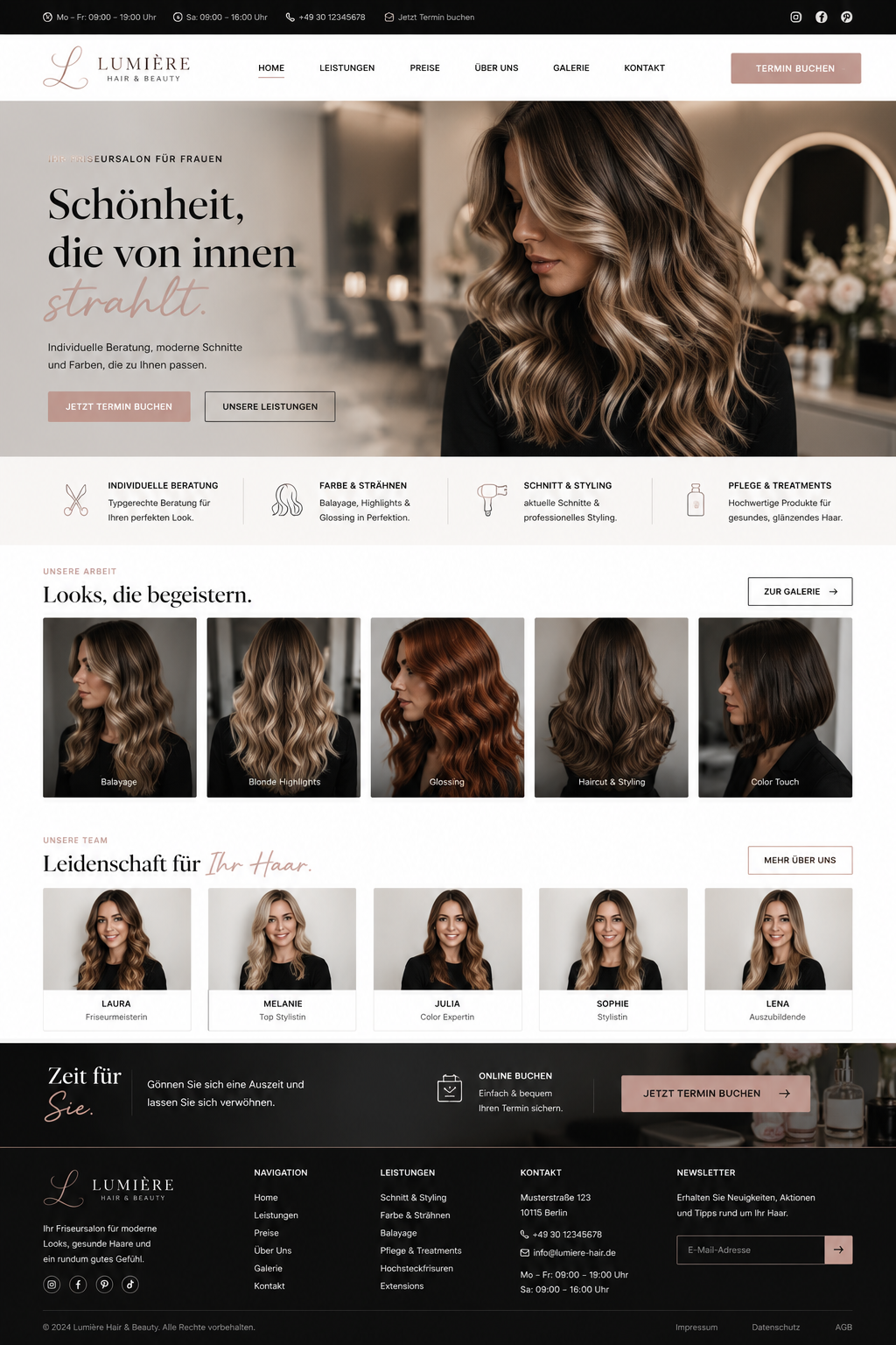Lumière Webseiten-Mockup in voller Größe