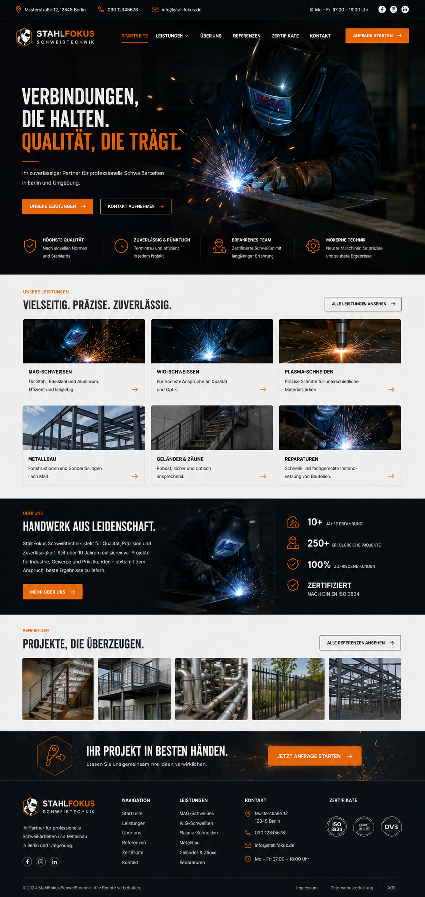 StahlFokus Webseiten-Mockup in voller Größe