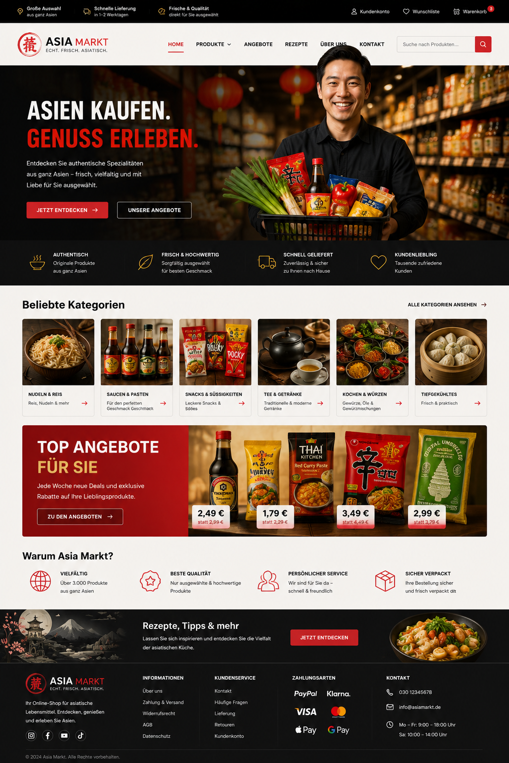 Asia Markt Webseiten-Mockup in voller Größe