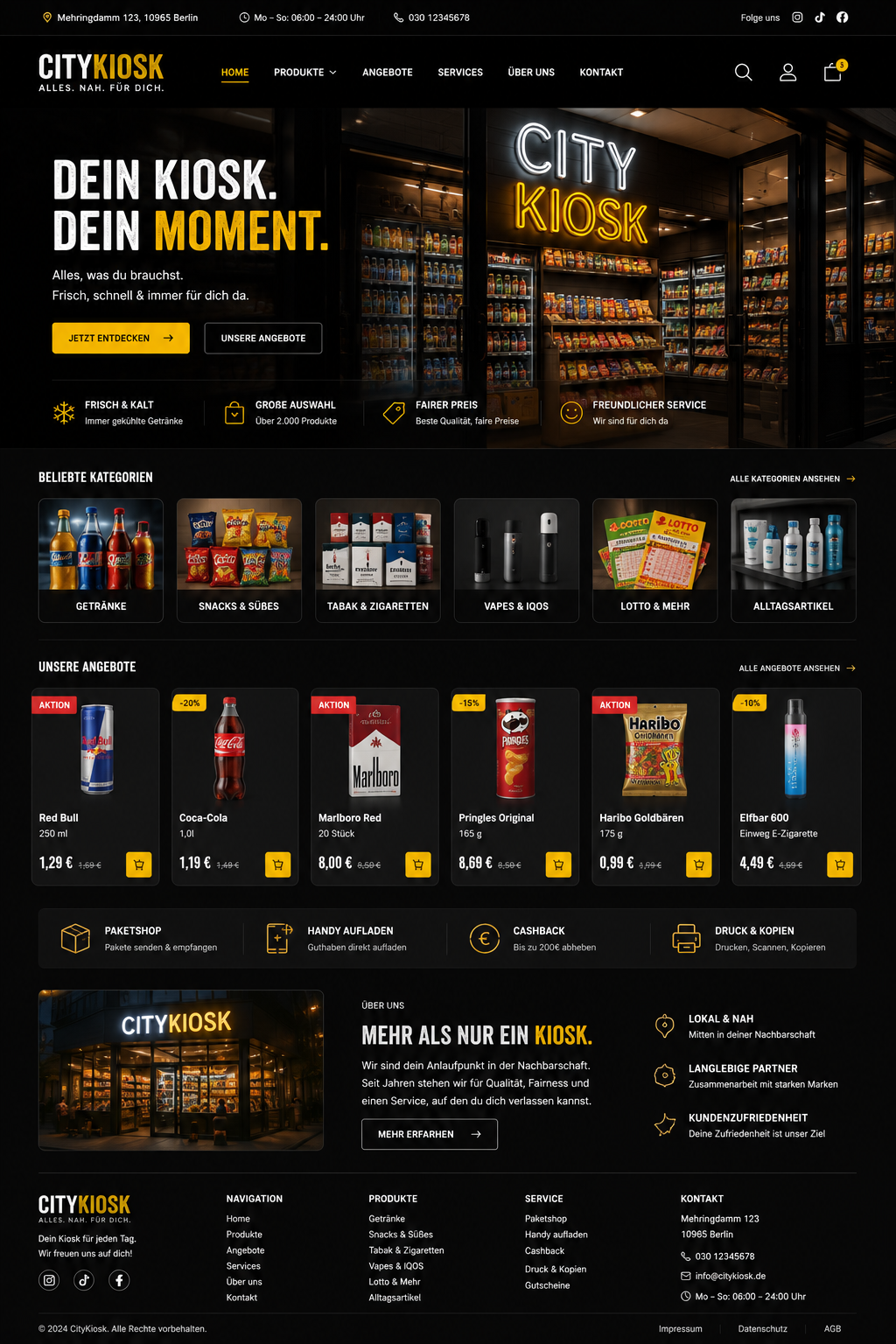 CityKiosk Webseiten-Mockup in voller Größe