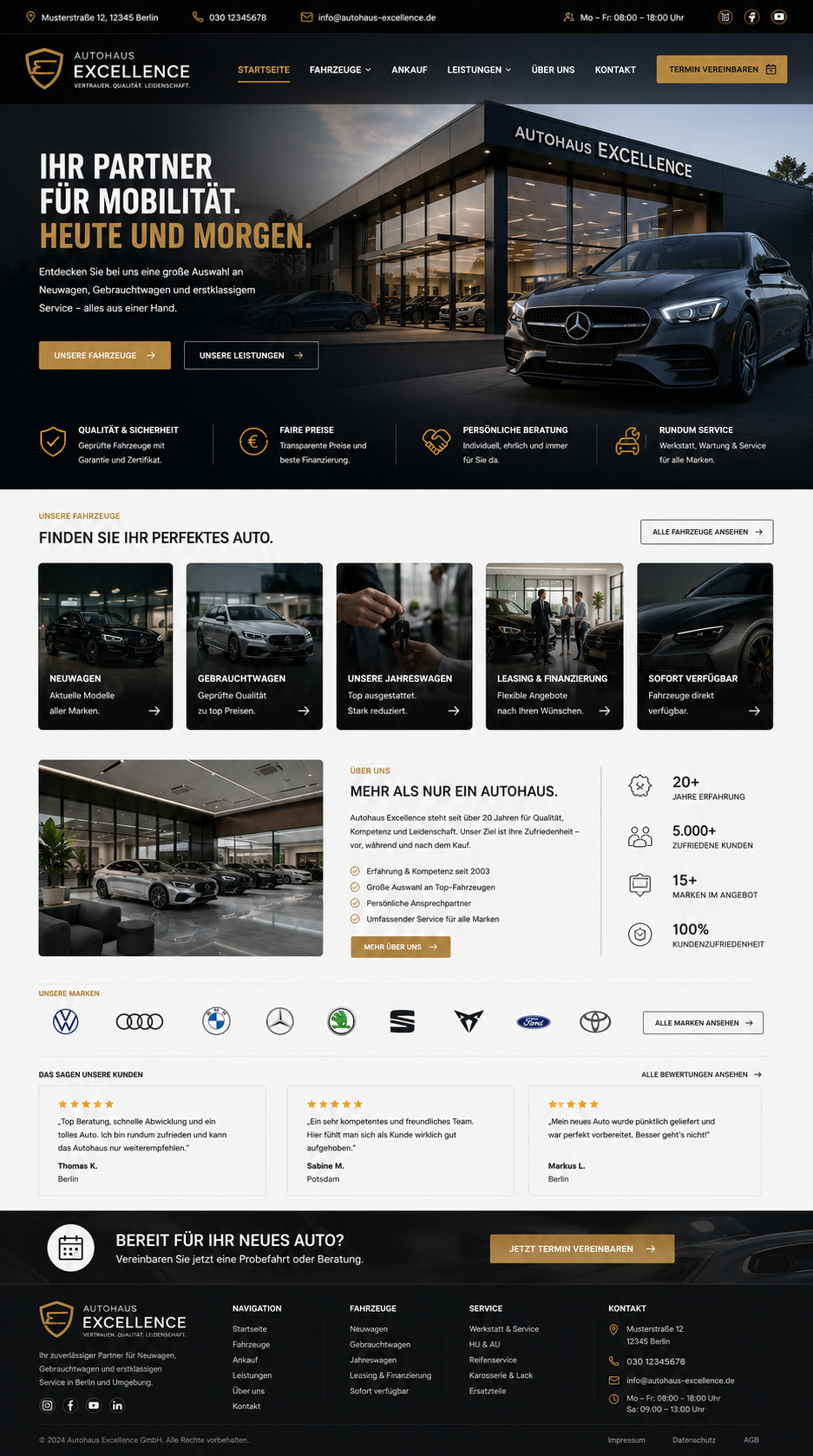 Autohaus Excellence Webseiten-Mockup in voller Größe