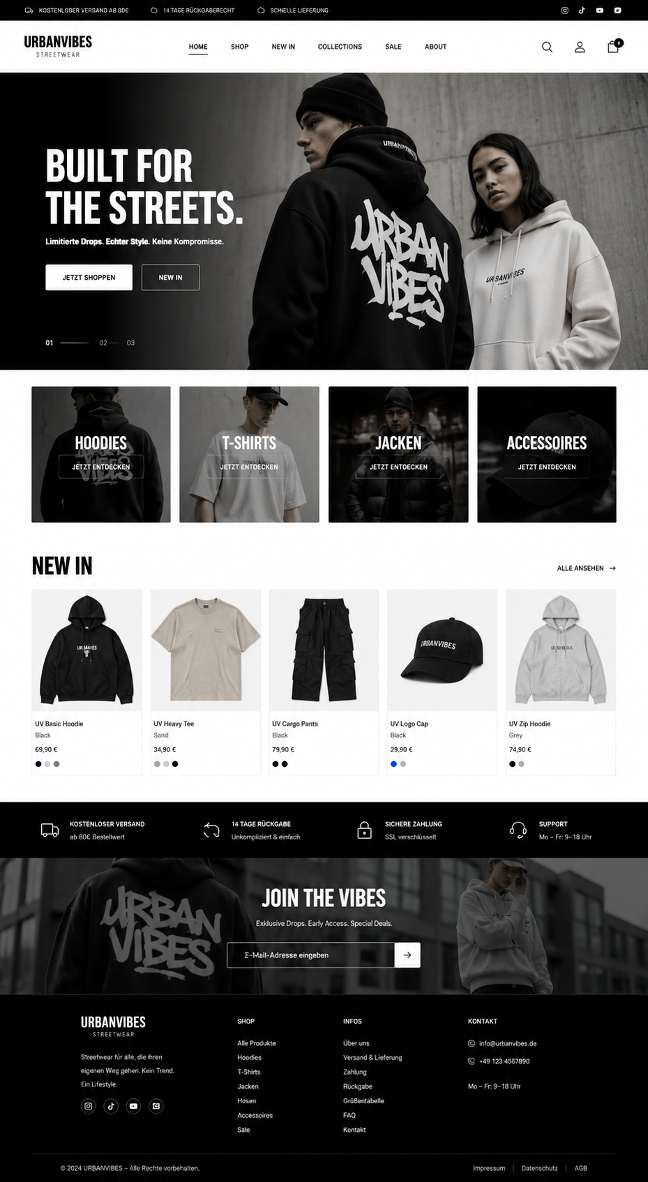 UrbanVibes Webseiten-Mockup in voller Größe