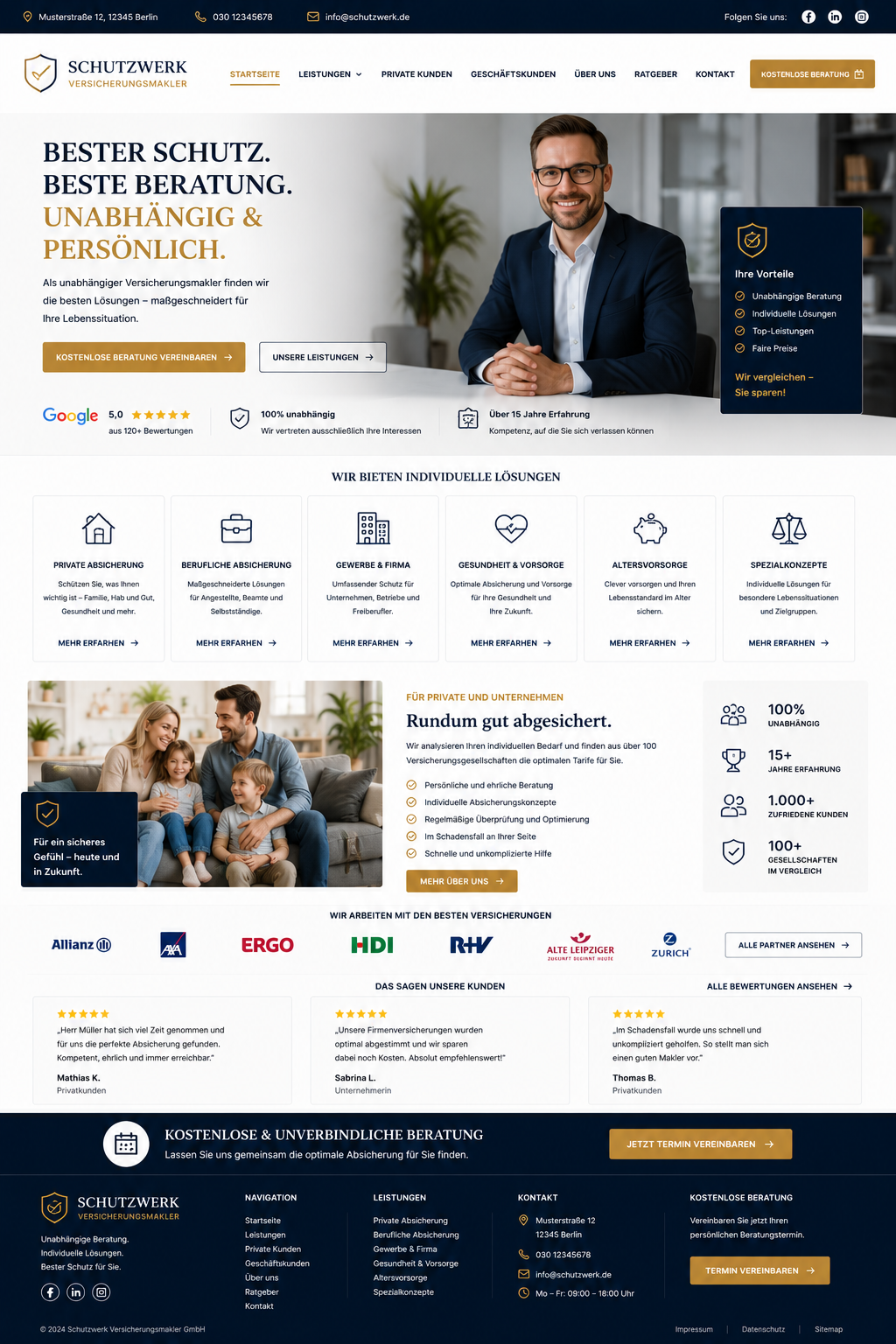 Schutzwerk Webseiten-Mockup in voller Größe