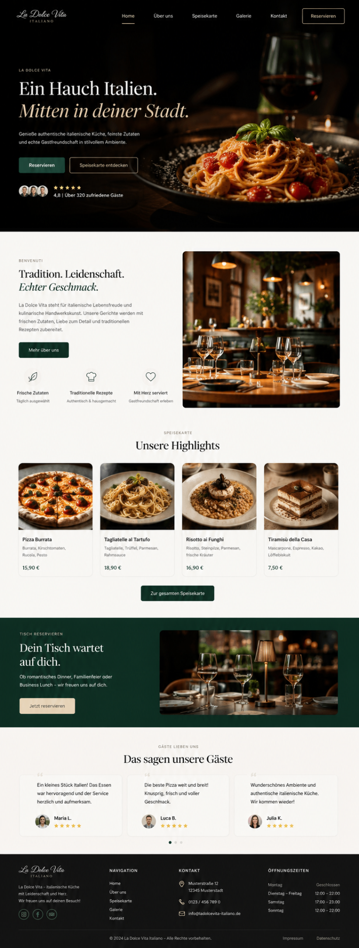 La Dolce Vita Webseiten-Mockup in voller Größe