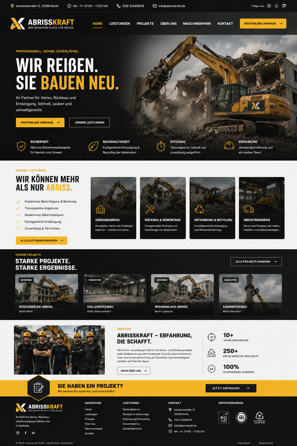 Abrisskraft Webseiten-Mockup in voller Größe