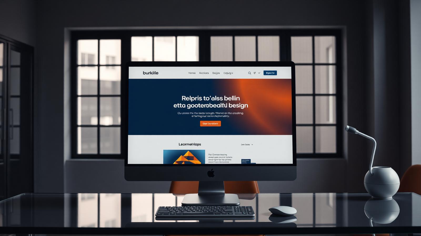 Moderne B2B-Webseite auf großem Bildschirm in Berliner Office