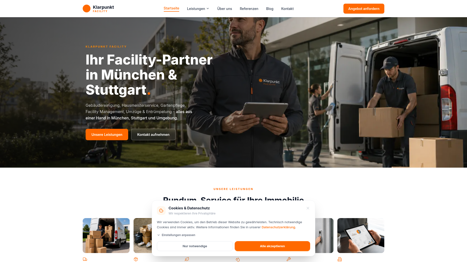 Webseite von Klarpunkt Facility — gebaut von Clieni Media