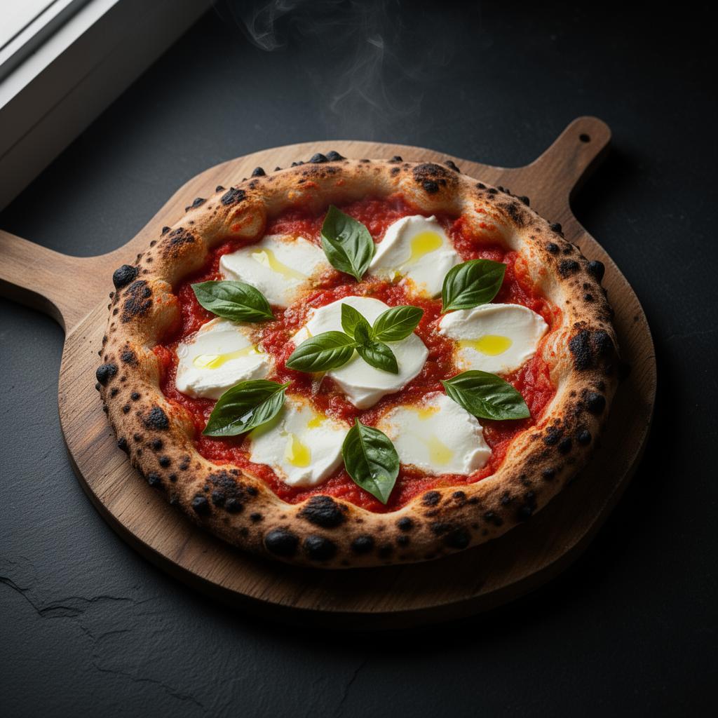 Pizza Margherita aus dem Holzofen