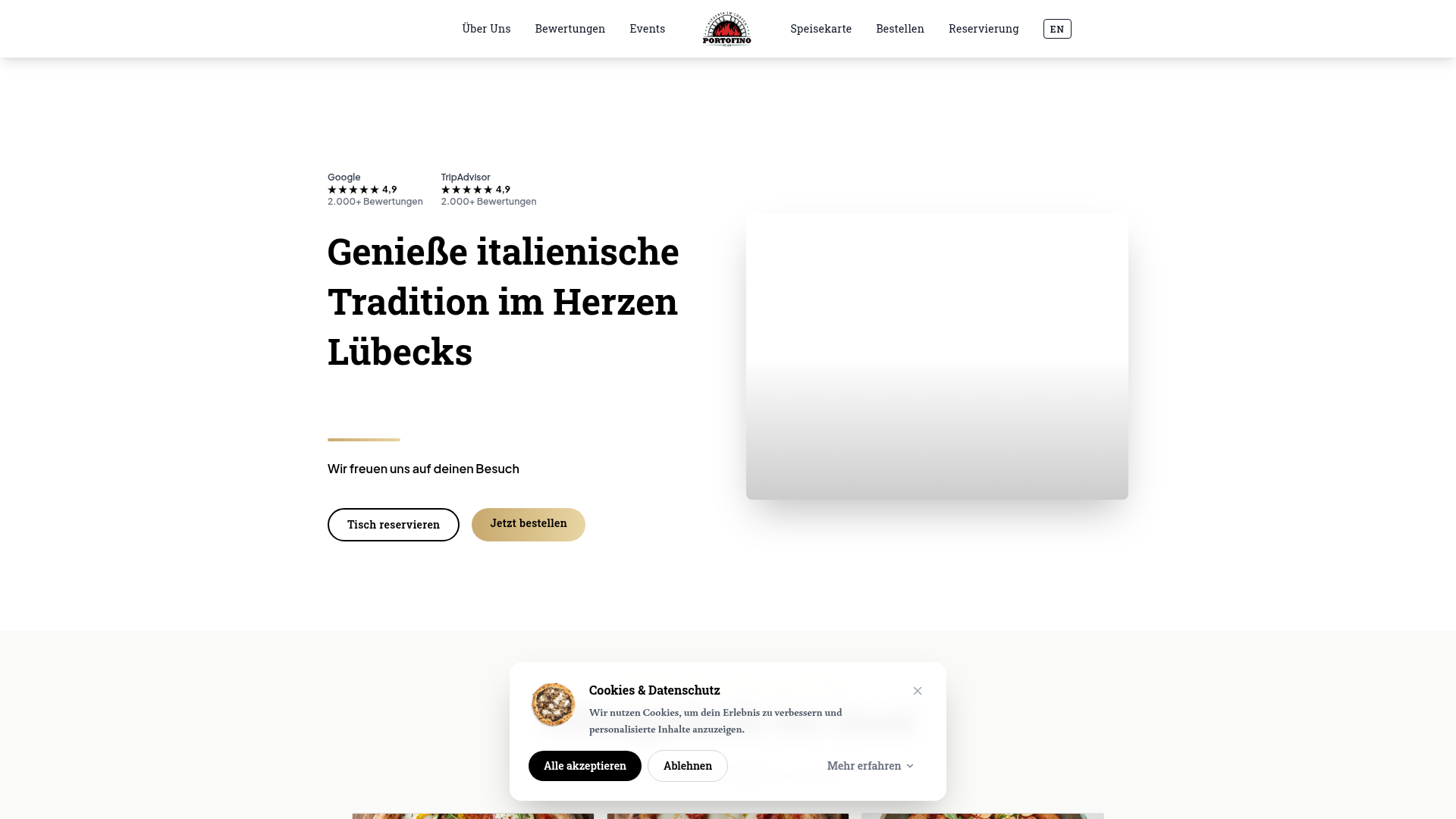 Webseite von Portofino Lübeck — gebaut von Clieni Media